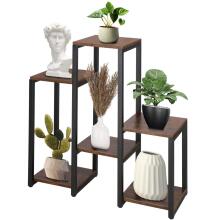 Metal flower stand with 6 shelves Springos GA0208 79 cm loft black, dark brown