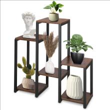 Metal flower stand with 6 shelves Springos GA0208 79 cm loft black, dark brown