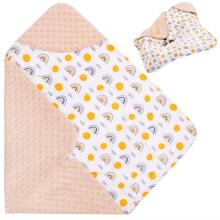 Baby wrap for car seat and carrier Springos SB0051, 77x77 cm, reversible blanket with hood, beige/multicolor