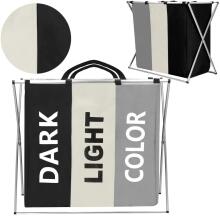 Foldable laundry basket with three compartments Springos HA0099 146 L black/beige/grey