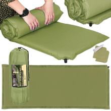 Self-inflating camping mat Springos PM046, 180 cm, with cover, green