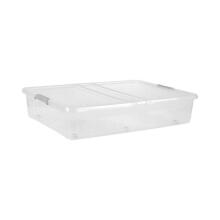 Box with lid on wheels underbed box Leo 77x58x16 cm 53L transparent