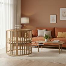 La Bebe™ Box Novi Mila Rond   Art.227060 Amber Oak Стильная круглая деревянная кроватка