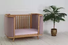 Bebe Basic Boho Slim 4 in 1 Art.9403500000vp Natural/Pink Velour Daudzfunkcionāla gulta  4 vienā