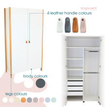 La Bebe™  Scandi Wardrobe Art.227071 White/Grey Divu durvju koka skapis