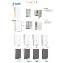 La Bebe™  Scandi Wardrobe Art.227071 White/Grey Divu durvju koka skapis