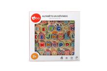 Bo Alphabet LV Art.227510  Развивающий деревянный пазл "Алфавит и Животные" (на латышском языке)