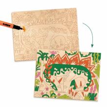 Drawing and colouring - Colouring on wood - Dino world