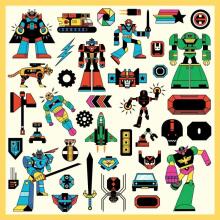 160 uzlīmes – Roboti