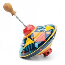 Svoora - Spinning Tin Top with sound and wooden handle - Confetti