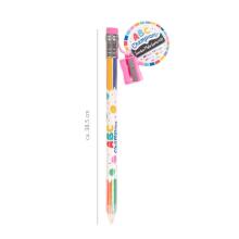 ABC Champions - Jumbo multi-coloured pencil with sharpener & Eraser -, 4 assorted