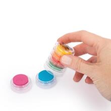 Finger stamping colours tower of 6