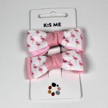 Hairclips with bows - Flamingo (2 pcs)