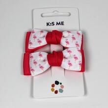 Hairclips with bows - Flamingo (2 pcs)