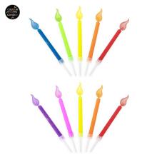 Birthday Fun - Coloured Flame Candles set of 5, 2 colour variants
