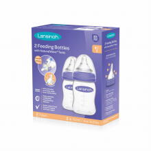 Lansinoh Bottle with NaturalWave® Teat GB Art.75830 Barības pudelīte 2x160 ml + knupis NaturalWave