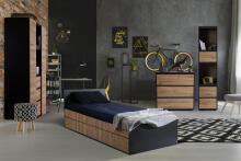 Klups Dalia Art.233197 Anthracite/Oak kumode ar koka pārtināmu virsmu