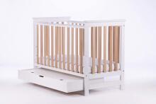 DREWEX Bed LEO DELUX with drawer, railing white/beech