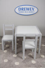 DREWEX Set of table + 2 chairs white/gray