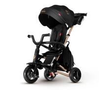 Bebe Basic Nova Gold Art.235558 Black Bērnu  trīsritenis ar rokturi , jumtiņu un piepūšamajiem riteņiem