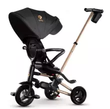 Bebe Basic Nova Gold Art.235558 Black Bērnu  trīsritenis ar rokturi , jumtiņu un piepūšamajiem riteņiem