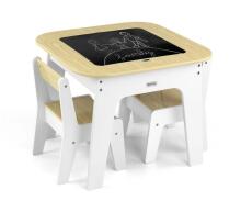 MILLY MALLY 6090 Olaf Blocks Furniture Set - Table and Two Chairs White