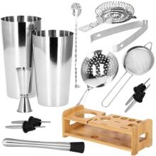 Bartender Set Shaker Tin Tin Stand Springos KI0011 14 pcs. Silver