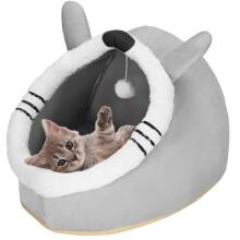 Лежанка для кошки с игрушкой и подушкой Springos PA0241 42x44x35 см серая