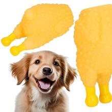 Rubber Dog Toy, Chew Chicken with Squeaker Springos PA0285 Yellow