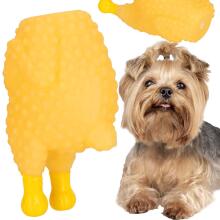 Rubber Dog Toy, Chew Chicken with Squeaker Springos PA0285 Yellow
