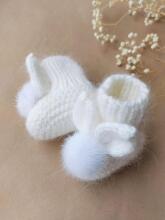 La Bebe™ Lambswool Natural Eco Socks/Booties Art.236526 White Натуральные шерстяные носочки/сапожки для новорожденного