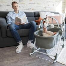 Bebeconfort Calys Baby Rocker 3 in 1 Art.236999 Warm Grey bērnu šūpuļkrēsliņš-gultiņa trīs vienā