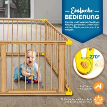 Kidu® Wood Playpen XXL  Art.237352 Grey /Natural  Koka manēža no 8 elementiem