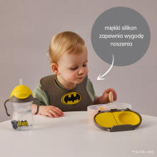 Batman by b.box Roll-up silicone bib with an open pocket - a soft bib for children and babies