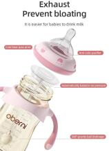 Oberni Baby Bottle Anti-Colic Art.237424 Blue Bērnu pudelīte no 6 mēnešiem ar silikona knupīti Airfree,270ml