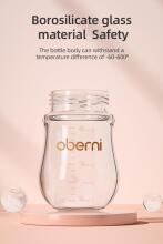 Oberni Anti-Colic Glass Baby Bottle Art.237438 Blue Бутылочка стеклянная антиколиковая с силиконовой соской от 0 мес., 150мл
