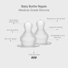 Bibs Bottle Nipple Slow Silicone Art.237443 Соска для бутылочки силиконовые , 2 шт. в упаковке – медленный поток