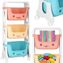 Toy shelf with 3 drawers Springos HA7481 on wheels