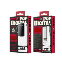 Powerbank 20000 mAh ar iebūvētu USB-C/Lightning/Micro USB + USB-A kabeli Balts