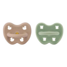 Hevea Natural Rubber Pacifier Round Art.239422 Tan Beige/Moss Green  Анатомическая/ортодонтическая Пустышка из 100% натурального каучука 3-36 мес,2 шт