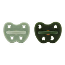 Hevea Natural Rubber Pacifier Round Art.239423 Moss Green/Deep Forest  Анатомическая/ортодонтическая Пустышка из 100% натурального каучука 3-36 мес,2 шт