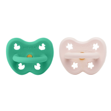 Hevea Natural Rubber Pacifier Round Art.239429 Pop of Green/Powder Pink Anatomiskā/ortopēdiskā lateksa māneklītis 3-36 mēn,2 gab