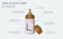 Hevea Glass Baby Bottle Wide Neck Art.478611 Seafoam Blue Stikla barošanas pudelīte ar apvalku no dabīga kaučuka  250ml