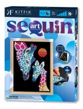 KITFIX Amatniecības komplekts Sequin Art Blue Premium spīdumiņu māksla, Žirafe ar mazuli