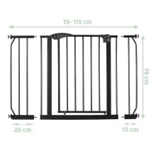 Kids Severno Safety Gate  Art.239841 Black  Bērnu drošības barjera/vārti 75-115cm
