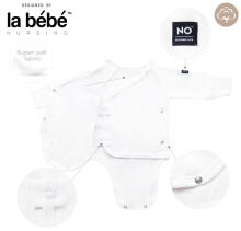 La Bebe™ NO Baby Body Art.239963 White 100% soft cotton long sleeve bodysuit