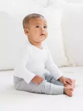 La Bebe™ NO Baby Body Art.239963 White 100% soft cotton long sleeve bodysuit