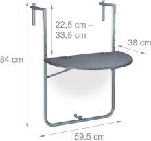 Relaxdays Folding Balcony Hanging Table Art.240629 saliekams balkona piekaramais galdiņš