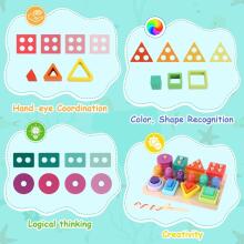 Montessori Toy 3 in 1 Art.241383  Деревянный пазл Монтессори