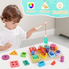 Montessori Toy 3 in 1 Art.241383  Деревянный пазл Монтессори